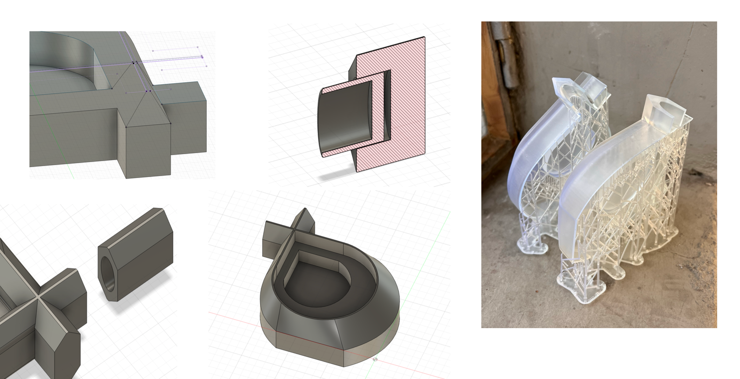 CAD form studies and physical prototype of the diffuser