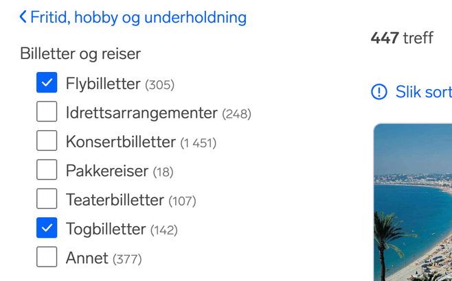 Previous travel listings