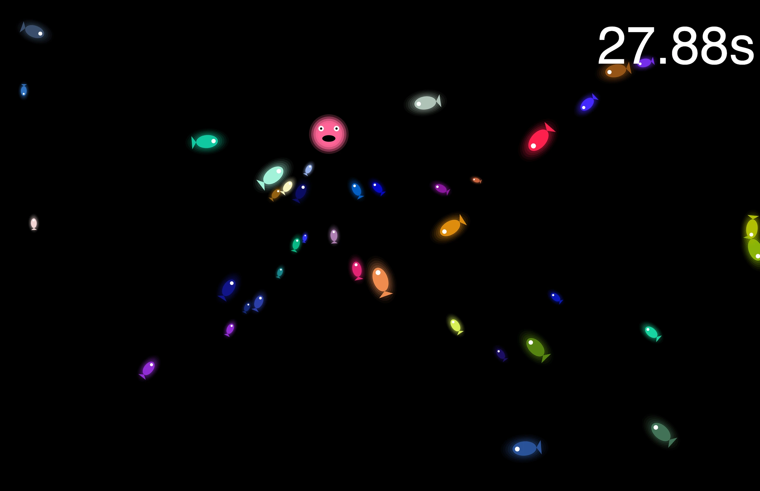 The finished fish game with colourful fish and a timer