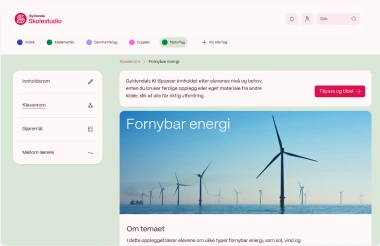 Skolestudio-konsept med temaet Fornybar energi